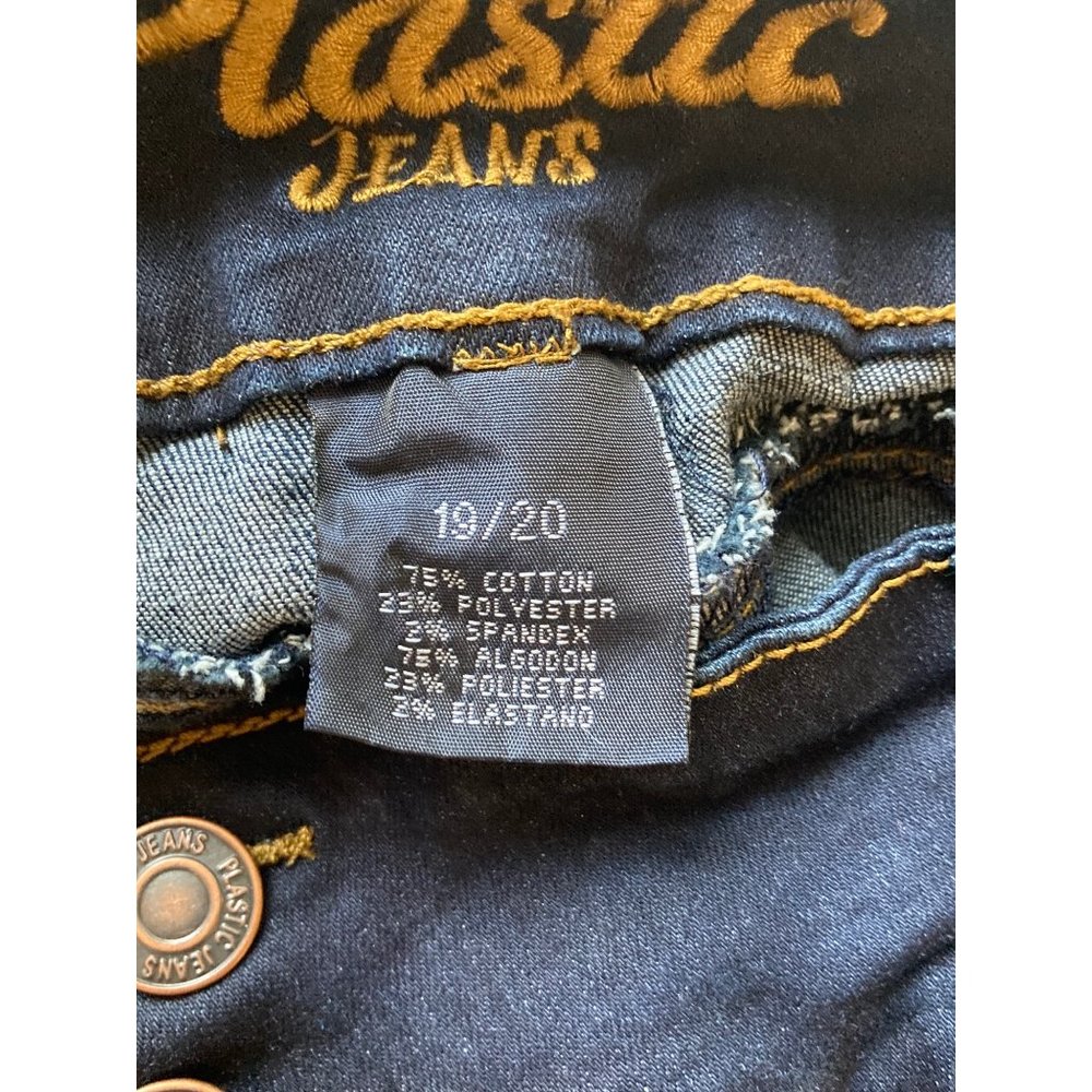 Plastic Jeans Distressed Dark Wash Denim Size 19/20 - Picture 3 of 4